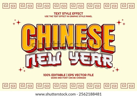  Editable text effect Bold Chinese New Year 3D cartoon style