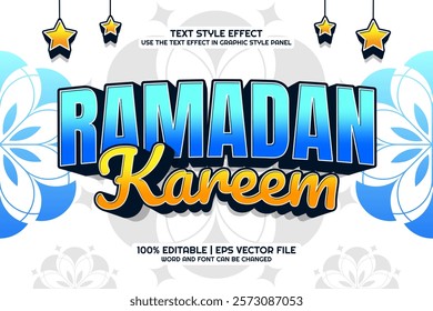 Editable text effect Bold Ramadan Kareem 3D cartoon style