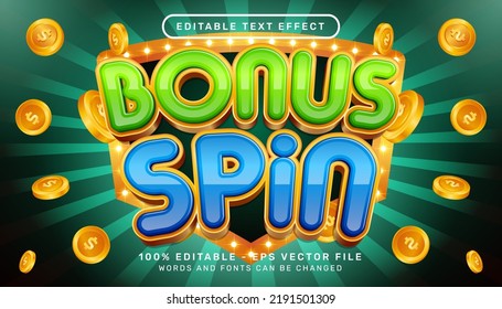 Editable text effect, bonus spin casino 3d style concept - Shutterstock ID 2191501309