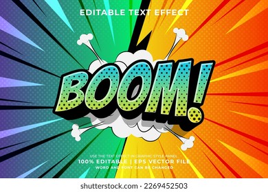 Efecto de texto editable Boom 3d Cartoon Comic style Premium vector