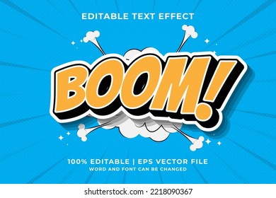 Editable text effect - boom comic Cartoon template style premium vector