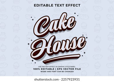Editable text effect - Cake House 3d Cartoon Cute template style premium vector