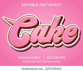 Editable text effect, cake yellow text style