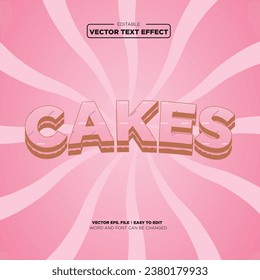Editable text effect cakes 3d effect with donut collor, template 3d style use for bussines tittle
