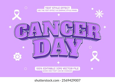 Editable text effect Cancer Day cartoon style