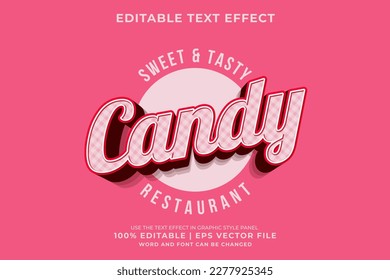 Editable text effect candy logo 3d vintage style premium vector