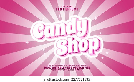 Editable Text effect - Candy Shop Cartoon template style premium vector