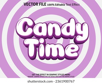 Editable text effect Candy time 3D Cartoon template style premium vector