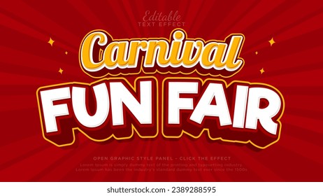 Editable text effect. Carnival funfair text style effect	