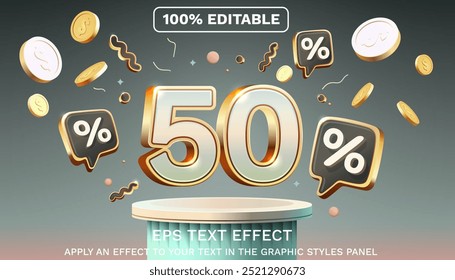 Editable text effect. cash back coin. Retro style. Vector illustration