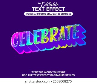 Editable text effect celebrate theme