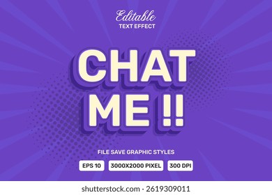 Editable text effect chat me template style premium vector