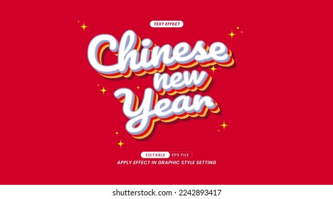Editable Text Effect - Chinese New Year Slogan with Red Background and Sparkling ornament.