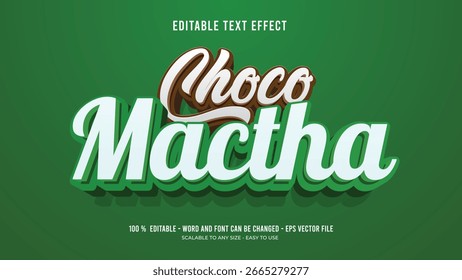 Editable text effect choco matcha 3d style premium vector	
