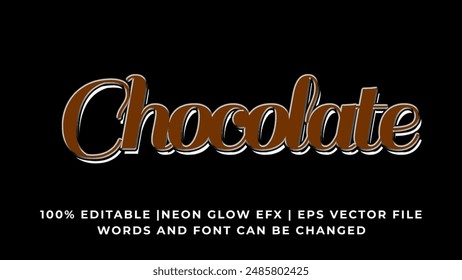 Editable text effect chocolate 3d Cartoon Cute template style premium vector