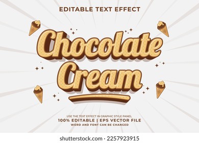 Editable text effect - Chocolate Cream 3d Cartoon Cute template style premium vector
