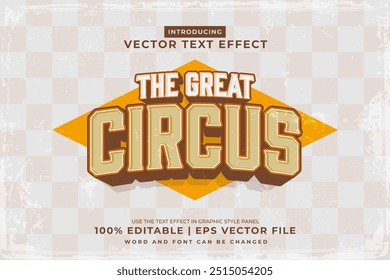 Editable text effect Circus 3d template vintage style premium vector