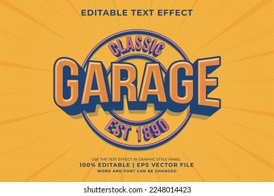 Editable text effect - Classic Garage Retro template style premium vector