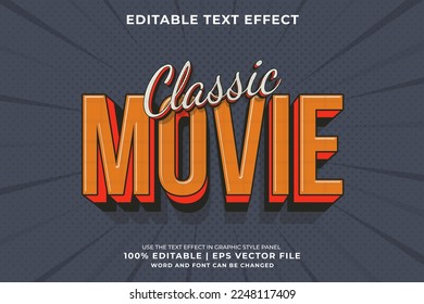 Editable text effect - Classic Movie Retro template style premium vector