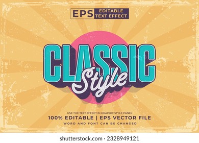 Editable text effect Classic Vintage 3d template style premium vector