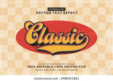 Editable text effect Classic Vintage 3d template style premium vector