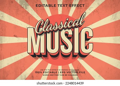 Editable text effect - Classical Music Retro template style premium vector