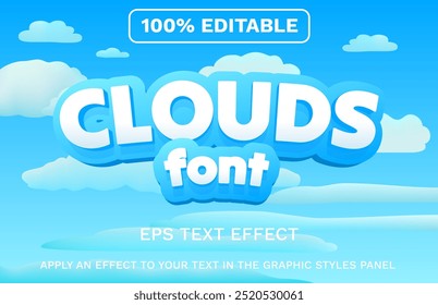 Editable text effect. Clouds font, Flash sale template. Retro style. Vector illustration