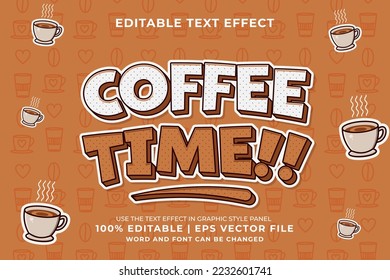 Editable text effect - Coffee Break Cartoon template style premium vector