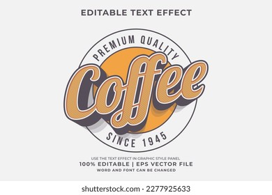 Efecto de texto editable logotipo de café 3d vintage premium vector