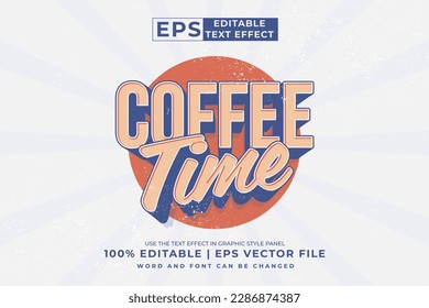 Editable text effect - Coffee Time Vintage template style premium vector