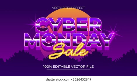 Editable Text Effect in Colorful Cyber Style with futuristic background and Glowing Neon