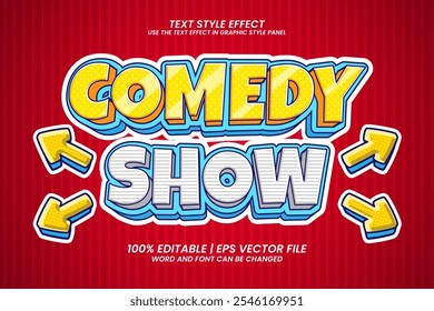 Editable text effect Comedy Show 3D cartoon style