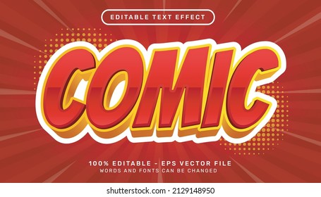 Editable text effect - comic red color 3d style concept	