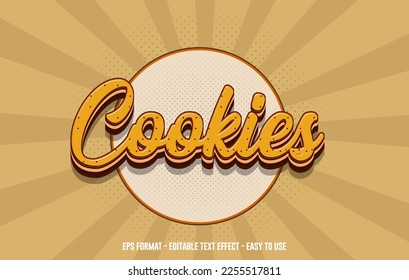 Editable text effect, Cookies 3D Editable Text Effect Style, Comic Background, 3d text style template