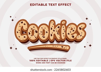 Editable text effect Cookies 3d Cartoon template style premium vector