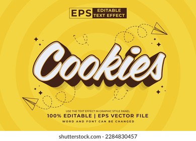 Galletas de efecto de texto editable 3d Caricatura lindo estilo vector premium