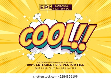 Editable text effect cool 3d Cartoon Comic style premium vector