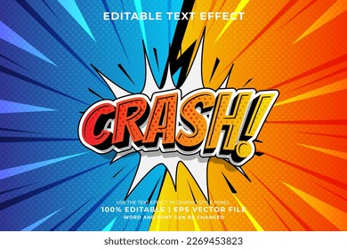 Editable text effect Crash 3d Cartoon Comic style  premium vector