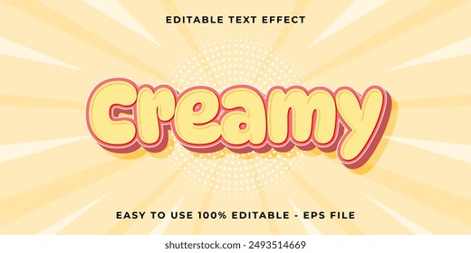 Editable text effect creamy 3d cartoon template style trendy vector