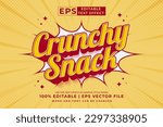 Editable text effect Crunchy Snack 3d cartoon template style premium vector