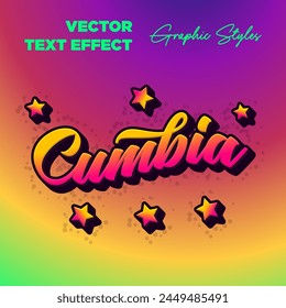 Editable text effect Cumbia 3d Cartoon template style premium vector