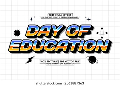 Editable Text Effect Day Of Education 3d Cartoon Style