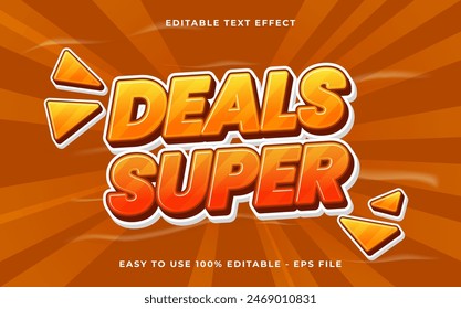 Editable text effect deals super 3d Cartoon template style premium vector