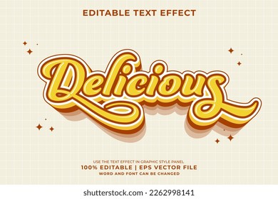 Editable text effect Delicious 3d Cartoon template style premium vector