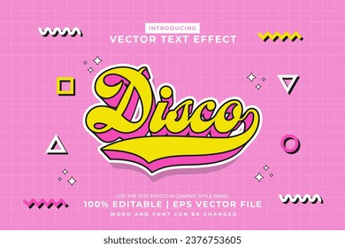 Editable text effect Disco 3d Cartoon style premium vector