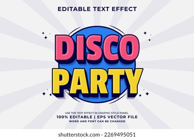 Editable text effect Disco Party 3d Vintage template style premium vector