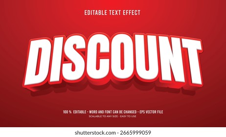 Editable text effect discount 3d style premium vector	
