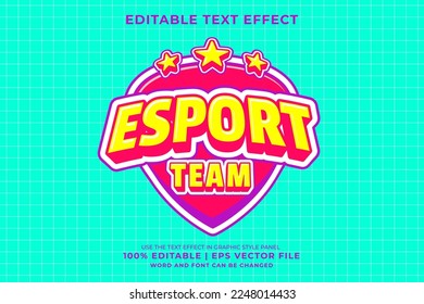 Editable text effect - Esport Team Cartoon template style premium vector