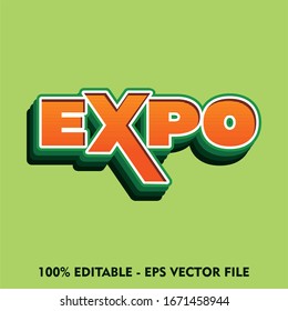 Editable Text Effect - Expo Logo Style Premium Vector
