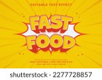 Editable text effect Fast Food 3d cartoon template style premium vector